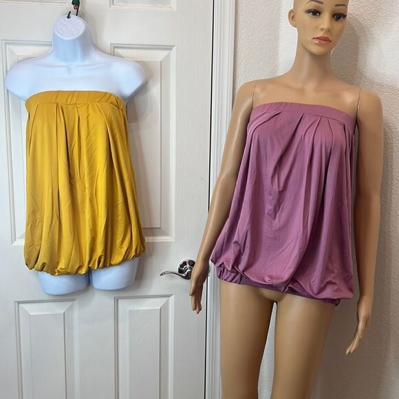 Verlina Tube Tops Size Large Set 2 Gold Yellow Violet Purple Basic Builders New - Picture 1 of 7